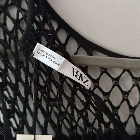 Elegant Pointelle Black mini  crochet Sleeveless Dress - Picture 9 of 13